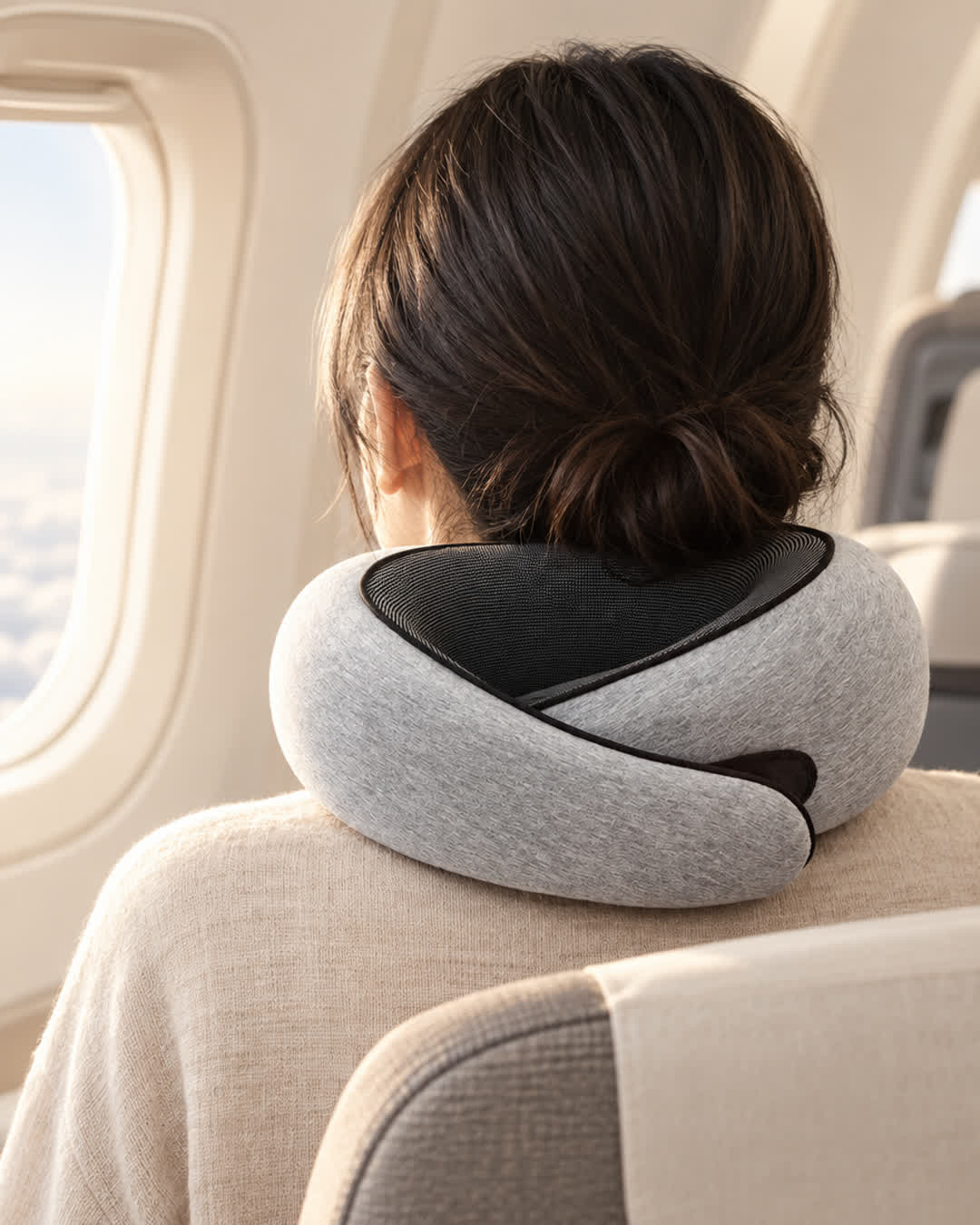 Snuggi Travel Neck Pillow worn, viewed from behind