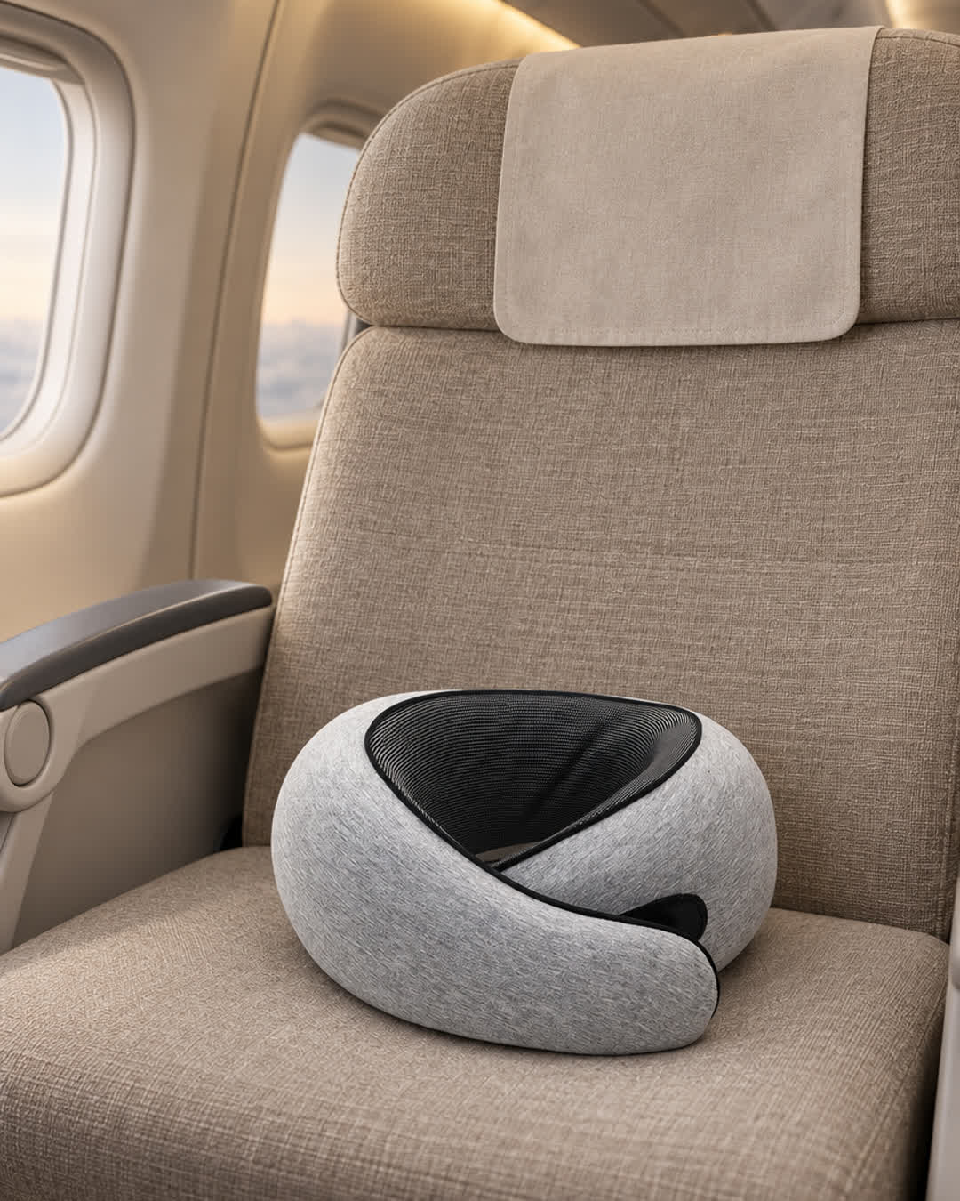Snuggi Travel Neck Pillow on an empty seat